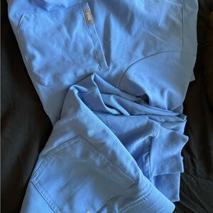 FIGS Sky Blue Medical Scrub Top with Front Pockets